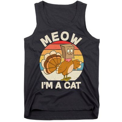 Funny Vintage Thanksgiving Turkey Meow I'm A Cat Tank Top