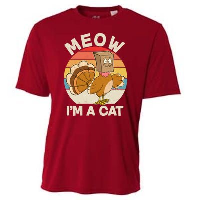 Funny Vintage Thanksgiving Turkey Meow I'm A Cat Cooling Performance Crew T-Shirt