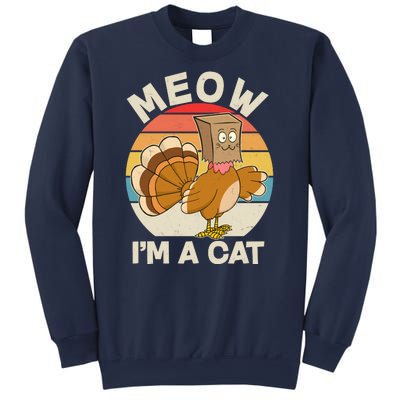 Funny Vintage Thanksgiving Turkey Meow I'm A Cat Sweatshirt