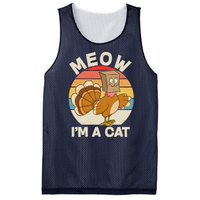 Funny Vintage Thanksgiving Turkey Meow I'm A Cat Mesh Reversible Basketball Jersey Tank