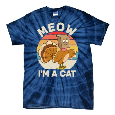 Funny Vintage Thanksgiving Turkey Meow I'm A Cat Tie-Dye T-Shirt