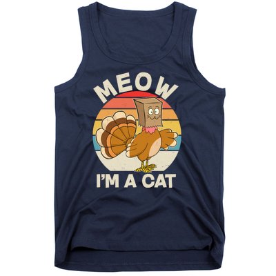 Funny Vintage Thanksgiving Turkey Meow I'm A Cat Tank Top