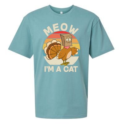 Funny Vintage Thanksgiving Turkey Meow I'm A Cat Sueded Cloud Jersey T-Shirt