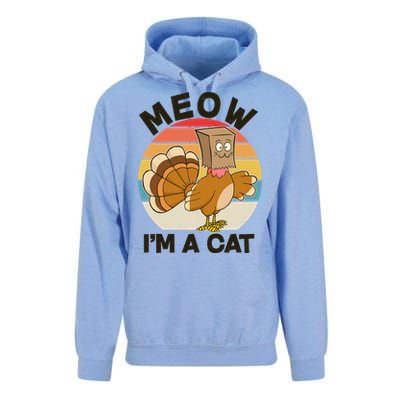 Funny Vintage Thanksgiving Turkey Meow I'm A Cat Unisex Surf Hoodie