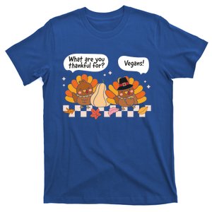 Funny Vegan Thanksgiving Turkeys Talking Thankful For Vegans Cool Gift T-Shirt