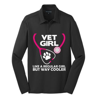 Funny Veterinary Technician  Female Vet Assistant Silk Touch Performance Long Sleeve Polo