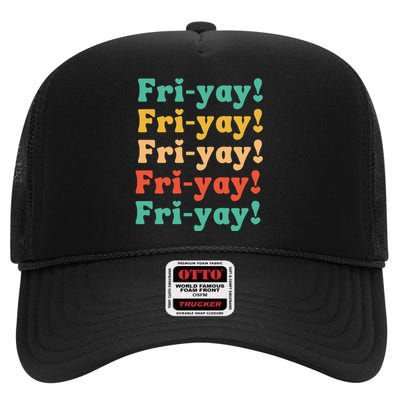 Funny Vintage Teacher Back To School Funny Friyay Teacher Life High Crown Mesh Back Trucker Hat