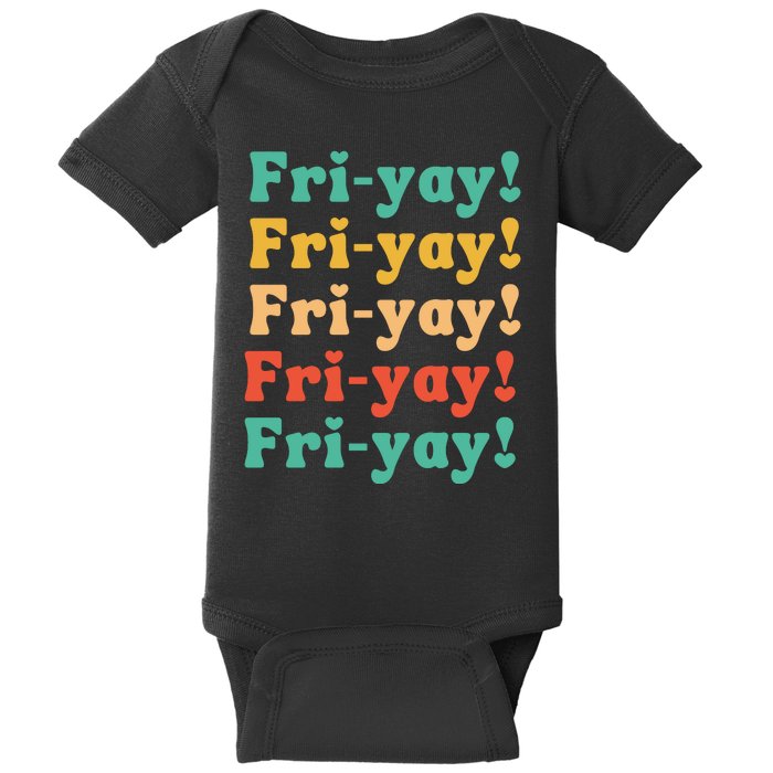 Funny Vintage Teacher Back To School Funny Friyay Teacher Life Baby Bodysuit