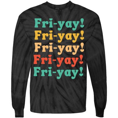 Funny Vintage Teacher Back To School Funny Friyay Teacher Life Tie-Dye Long Sleeve Shirt