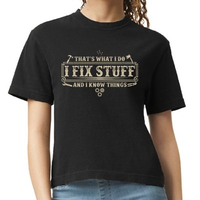 Funny Vintage Thats What I Do I Fix Stuff And I Know Things Comfort Colors Boxy T-Shirt
