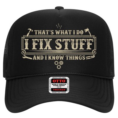 Funny Vintage Thats What I Do I Fix Stuff And I Know Things Trucker Hat
