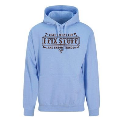 Funny Vintage Thats What I Do I Fix Stuff And I Know Things Unisex Surf Hoodie