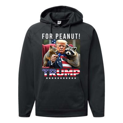 Funny Vote Trump For Peanut The Squirrel American Flag Gift Performance Fleece Hoodie