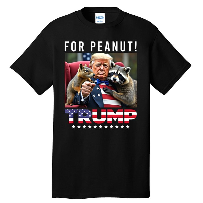 Funny Vote Trump For Peanut The Squirrel American Flag Gift Tall T-Shirt