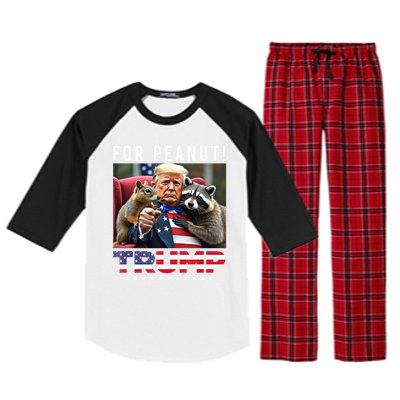 Funny Vote Trump For Peanut The Squirrel American Flag Gift Raglan Sleeve Pajama Set