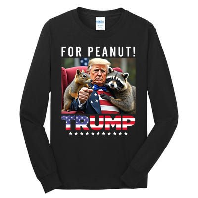 Funny Vote Trump For Peanut The Squirrel American Flag Gift Tall Long Sleeve T-Shirt