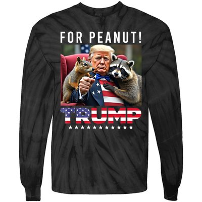 Funny Vote Trump For Peanut The Squirrel American Flag Gift Tie-Dye Long Sleeve Shirt