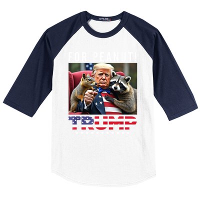 Funny Vote Trump For Peanut The Squirrel American Flag Gift Baseball Sleeve Shirt