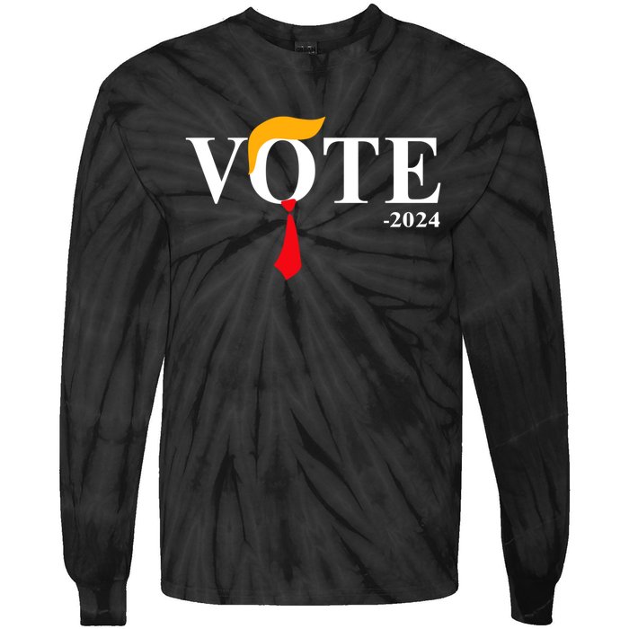 Funny Vote Trump 2024 Haircut Tie Funny Vote Trump 2024 Hair Tie Tie-Dye Long Sleeve Shirt