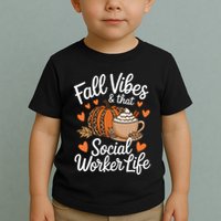 Fall Vibes That Social Worker Life Msw Dsw Thanksgiving Toddler T-Shirt