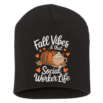 Fall Vibes That Social Worker Life Msw Dsw Thanksgiving Short Acrylic Beanie