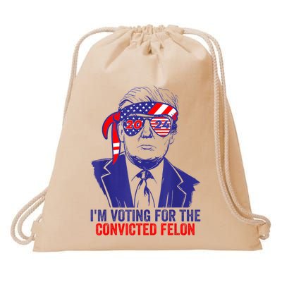 Funny Voting Trump 2024 IM Voting For The Convicted Felon Drawstring Bag