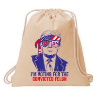 Funny Voting Trump 2024 IM Voting For The Convicted Felon Drawstring Bag