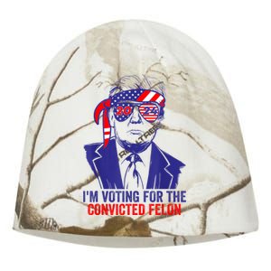 Funny Voting Trump 2024 IM Voting For The Convicted Felon Kati - Camo Knit Beanie