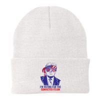 Funny Voting Trump 2024 IM Voting For The Convicted Felon Knit Cap Winter Beanie