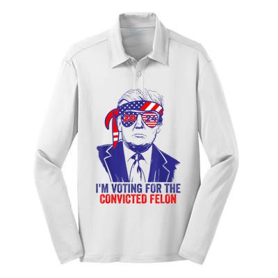 Funny Voting Trump 2024 IM Voting For The Convicted Felon Silk Touch Performance Long Sleeve Polo