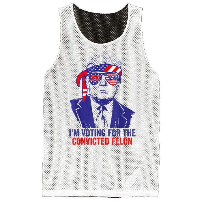 Funny Voting Trump 2024 IM Voting For The Convicted Felon Mesh Reversible Basketball Jersey Tank