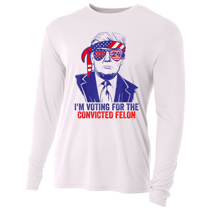 Funny Voting Trump 2024 IM Voting For The Convicted Felon Cooling Performance Long Sleeve Crew