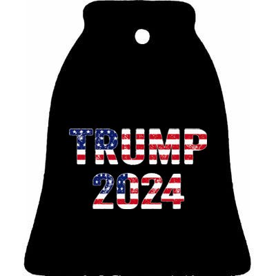 Funny Vintage Trump 2024 Election Gift Ceramic Bell Ornament