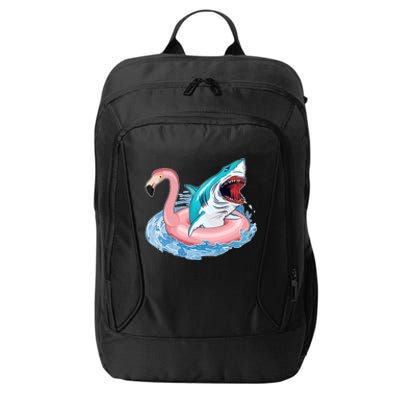 Funny Vacation Time Flamingo SwimTube Shark City Backpack