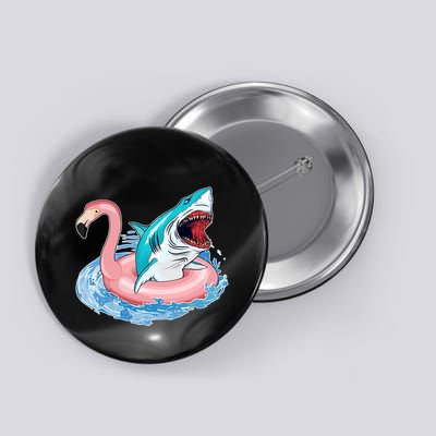 Funny Vacation Time Flamingo SwimTube Shark Button