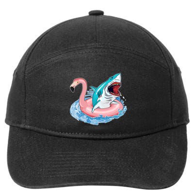 Funny Vacation Time Flamingo SwimTube Shark 7-Panel Snapback Hat