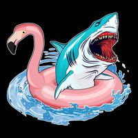 Funny Vacation Time Flamingo SwimTube Shark Bucket Hat