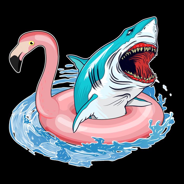 Funny Vacation Time Flamingo SwimTube Shark Bucket Hat