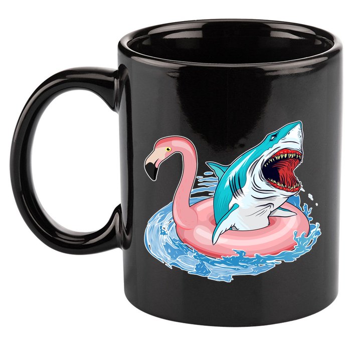 Funny Vacation Time Flamingo SwimTube Shark 11oz C Handle Ceramic Mug