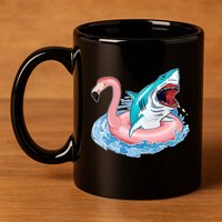 Funny Vacation Time Flamingo SwimTube Shark 11oz C Handle Ceramic Mug