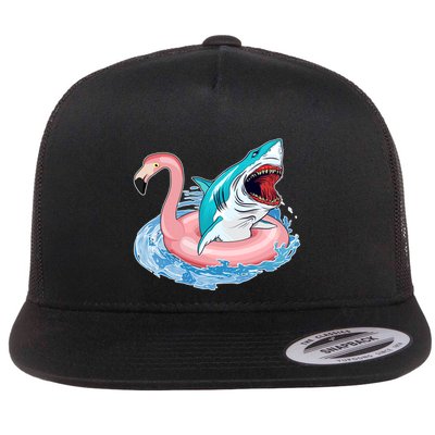 Funny Vacation Time Flamingo SwimTube Shark Flatbill Hat