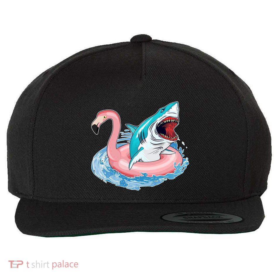 Funny Vacation Time Flamingo SwimTube Shark Wool Snapback Cap