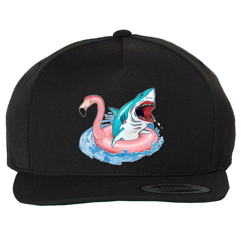 Funny Vacation Time Flamingo SwimTube Shark Wool Snapback Cap