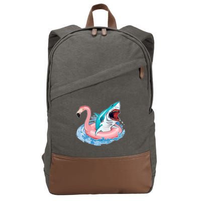 Funny Vacation Time Flamingo SwimTube Shark Cotton Canvas Backpack