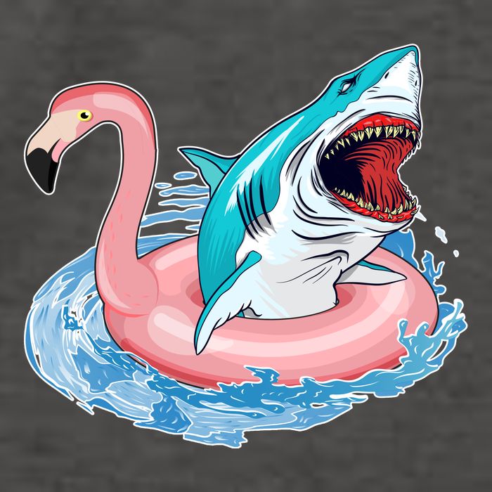 Funny Vacation Time Flamingo SwimTube Shark Vector Backpack