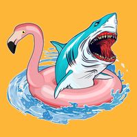 Funny Vacation Time Flamingo SwimTube Shark Cooling Performance Crew T-Shirt