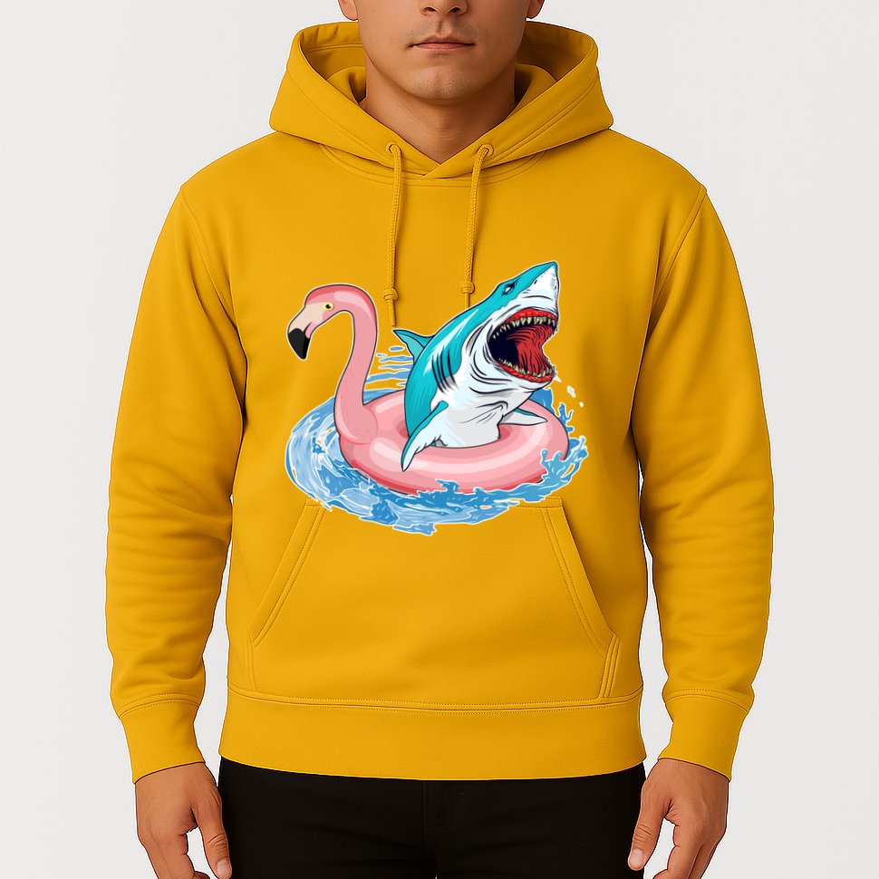 Funny Vacation Time Flamingo SwimTube Shark Hoodie
