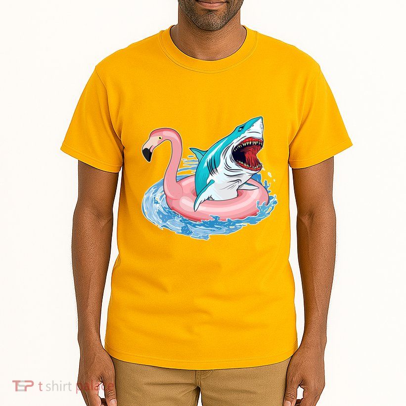 Funny Vacation Time Flamingo SwimTube Shark Tall T-Shirt