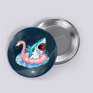 Funny Vacation Time Flamingo SwimTube Shark Button