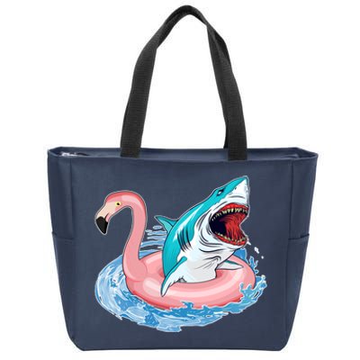 Funny Vacation Time Flamingo SwimTube Shark Zip Tote Bag